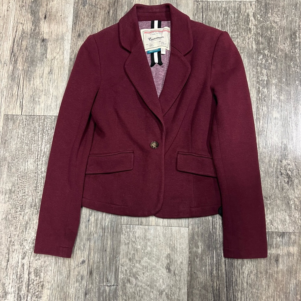 Cartonnier by Anthropologie Burgundy 1 Button Blazer